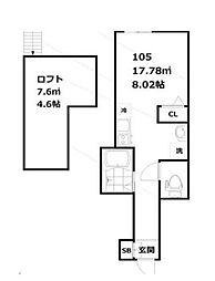 東急池上線 千鳥町駅 徒歩5分の賃貸アパート 1階ワンルームの間取り