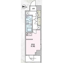 ジェノヴィア両国6グリーンヴェール 6階ワンルームの間取り