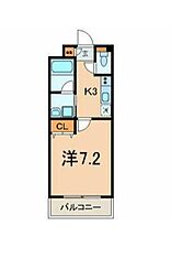 ハイデンス　ヌクイ 2階1Kの間取り