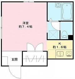 グリーングラス北新宿 1階ワンルームの間取り