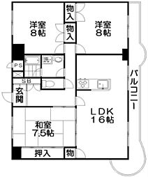 YNレジデンス香里 3LDKの間取図画像