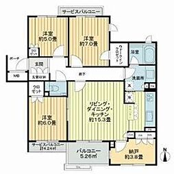 アトラス国領セントラルコート 1階3SLDKの間取り
