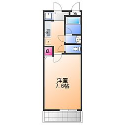 フィオーレ桑原 1Kの間取図画像