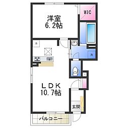 プログレスIII 1階1LDKの間取り