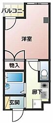 ノーブル中原 1Kの間取図画像