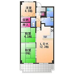 ヒュース一丘弐番館 3階3LDKの間取り