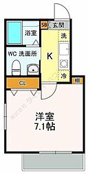 ピアンタ鬼越 1Kの間取図画像