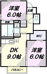 エクセル平山壱番館 1階2DKの間取り