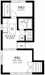 東急多摩川線 武蔵新田駅 徒歩6分の賃貸アパート 2階2DKの間取り