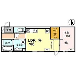 ラピスラズリ 1LDKの間取図画像