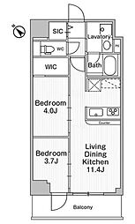 コンフォリア・リヴ巣鴨 3階2LDKの間取り
