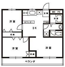 サカエマンション 1階3DKの間取り