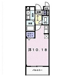 レジデンスブライト ワンルームの間取図画像