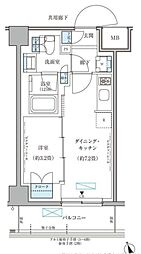 パークアクシス文京本郷 2階1DKの間取り