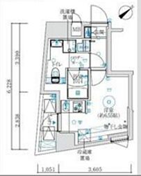 MAXIV国立矢川 1Kの間取図画像