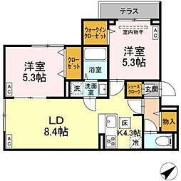 セレスティア江戸川III 1階2LDKの間取り