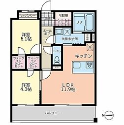 レゴリス成城3 2階2LDKの間取り
