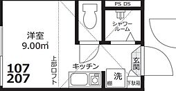 LUXST 2階ワンルームの間取り