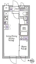 アトリオフラッツ高円寺ノース 2階1DKの間取り