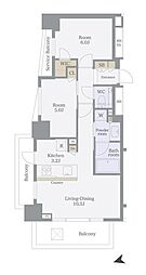 セントラルレジデンス西早稲田 6階2LDKの間取り