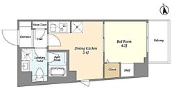 グランカーサ上野松が谷 1DKの間取図画像