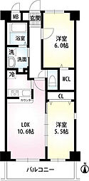 エグゼシャトー四番館 2LDKの間取図画像