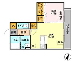 プリムヴェール弐十番館 1LDKの間取図画像