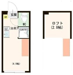 YRoomII 2階ワンルームの間取り
