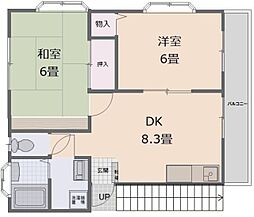ガーデンハウス山勝 2階2DKの間取り