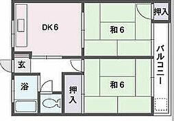 古川ビル 2DKの間取図画像