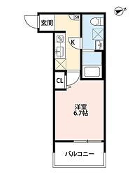 サンロイヤル深草 1Kの間取図画像