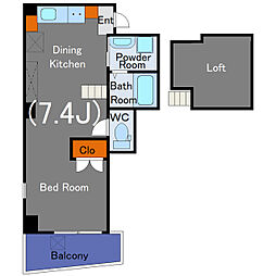 トライアングル目黒 2階1DKの間取り