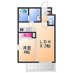 ジーメゾン泉大津ベルビュー 1LDKの間取図画像