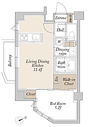 オルサス新江古田 4階1LDKの間取り