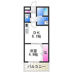 南海線 石津川駅 徒歩4分の賃貸アパート 2階1DKの間取り