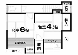 砺波荘 2階2Kの間取り