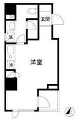 シャンブリーズ三越前 6階ワンルームの間取り