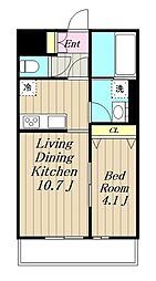 JR横浜線 橋本駅 徒歩10分の賃貸アパート 2階1LDKの間取り