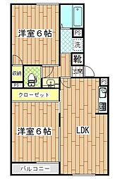 メゾンソレイユ 2階2LDKの間取り