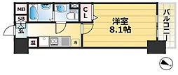 アドバンス三宮4ルシール 1Kの間取図画像