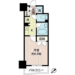 モアクレスト築地 2階1Kの間取り