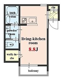 Woody Chaleur 1階ワンルームの間取り