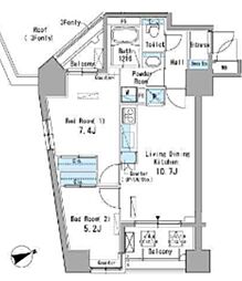 パークアクシス駒込 2DKの間取図画像