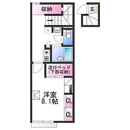 レオパレスＫＫＳ　木ノ本 2階1Kの間取り