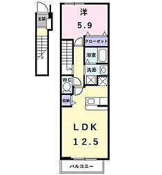 エクセレント大美野 1LDKの間取図画像