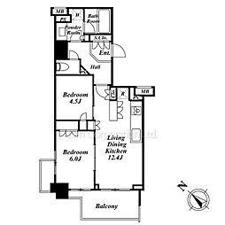 ザ・パークハウス赤坂レジデンス 2LDKの間取図画像