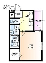 JR片町線(学研都市線) 徳庵駅 徒歩6分の賃貸アパート 2階1Kの間取り