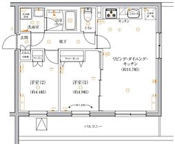 ベルシードステアー東十条駅前 2LDKの間取図画像