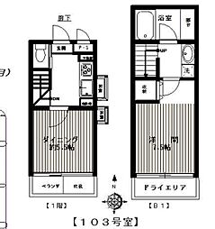 ジョイコート目黒 1DKの間取図画像