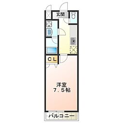 フジパレス岡田 1Kの間取図画像